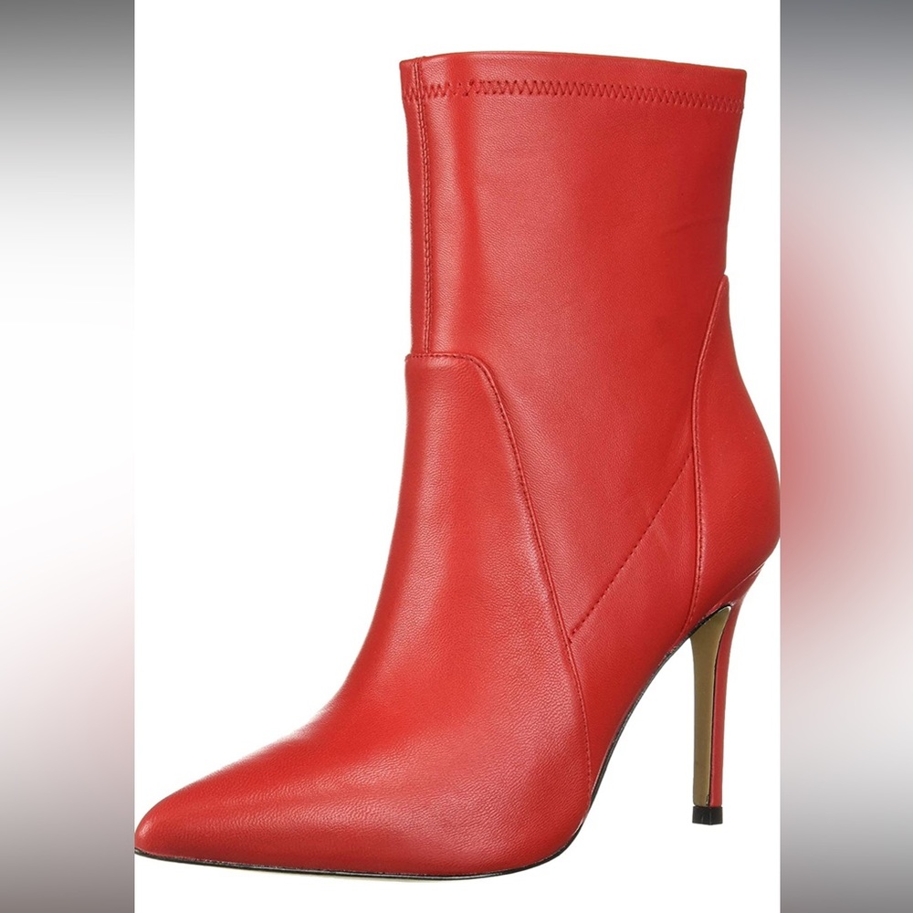 Charles David red leather booties